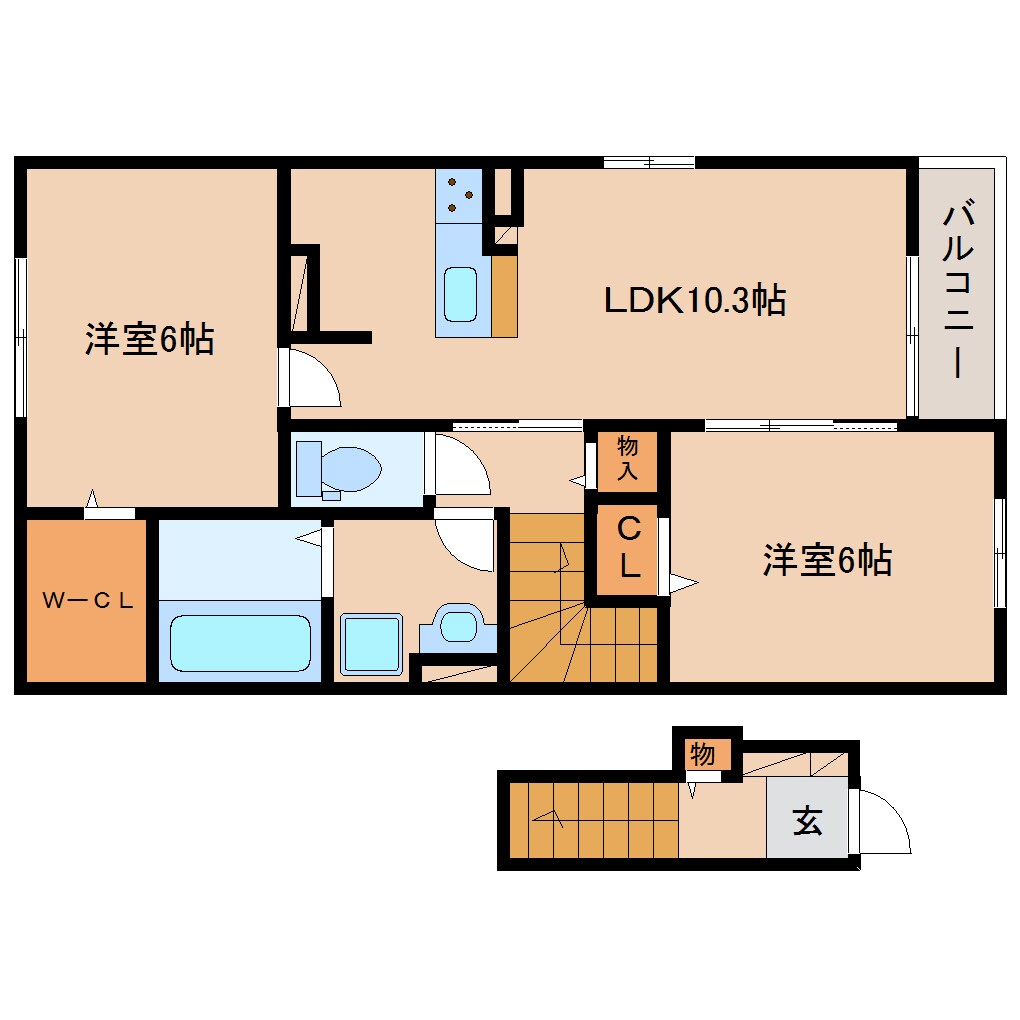 間取り図 静岡鉄道静岡清水線/新清水駅 バス23分三保本町下車:停歩5分 2階 築2年