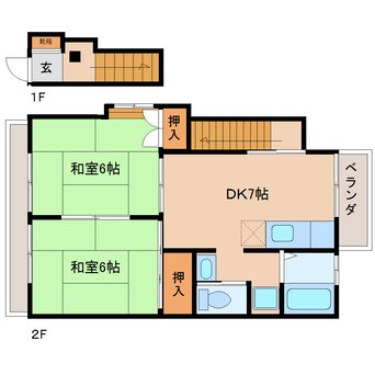 間取図 静岡鉄道静岡清水線/桜橋駅 徒歩13分 2階 築34年