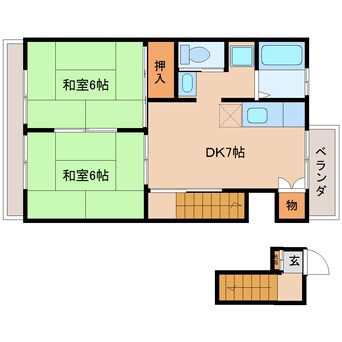 間取図 静岡鉄道静岡清水線/桜橋駅 徒歩13分 2階 築34年