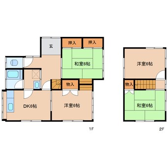 間取図 静岡鉄道静岡清水線/桜橋駅 徒歩7分 1-2階 築47年