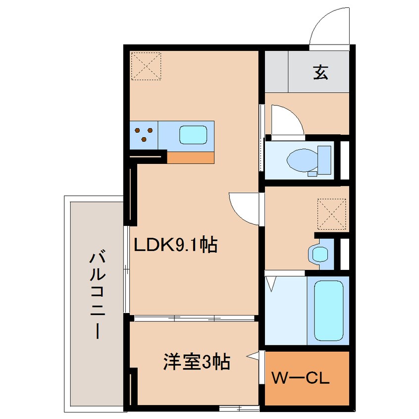 間取図 静岡鉄道静岡清水線/新清水駅 徒歩9分 3階 築3年