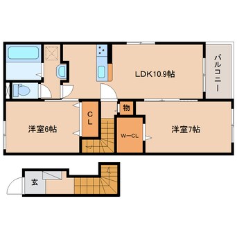 間取図 東海道本線/清水駅 バス22分東折戸下車:停歩7分 2階 築3年