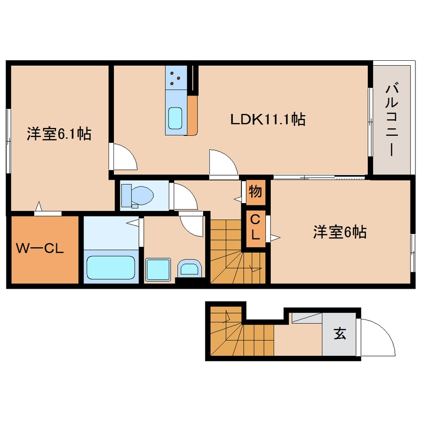 間取図 静岡鉄道静岡清水線/新清水駅 バス26分三保松原入口下車:停歩9分 2階 築3年