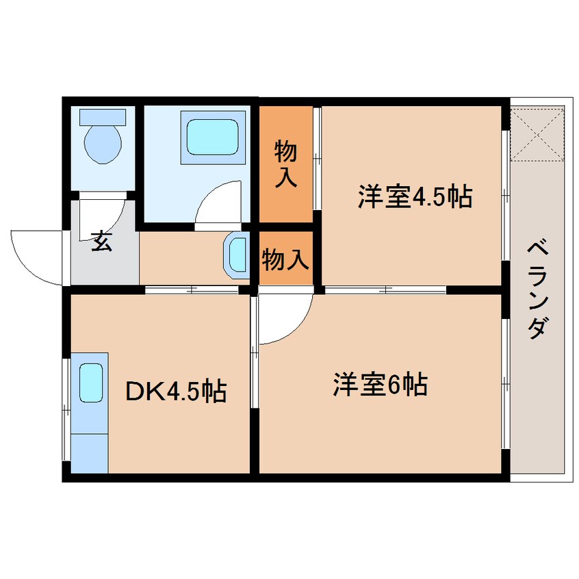 間取図 東海道本線/清水駅 バス25分東海大学・海技短大前下車:停歩1分 2階 築56年