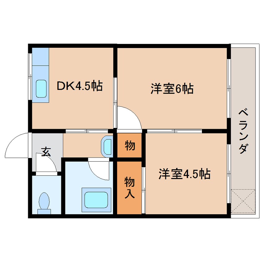 間取図 東海道本線/清水駅 バス25分東海大学・海技短大前下車:停歩1分 2階 築56年