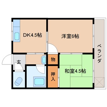 間取図 東海道本線/清水駅 バス25分東海大学・海技短大前下車:停歩1分 1階 築56年