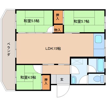 間取図 東海道本線/清水駅 バス19分飯田小学校入口下車:停歩4分 1階 築47年