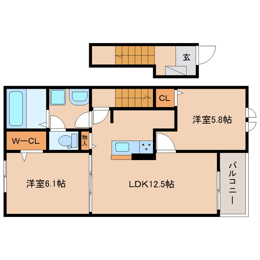 間取図 東海道本線/清水駅 バス10分高橋東下車:停歩4分 2階 1年未満