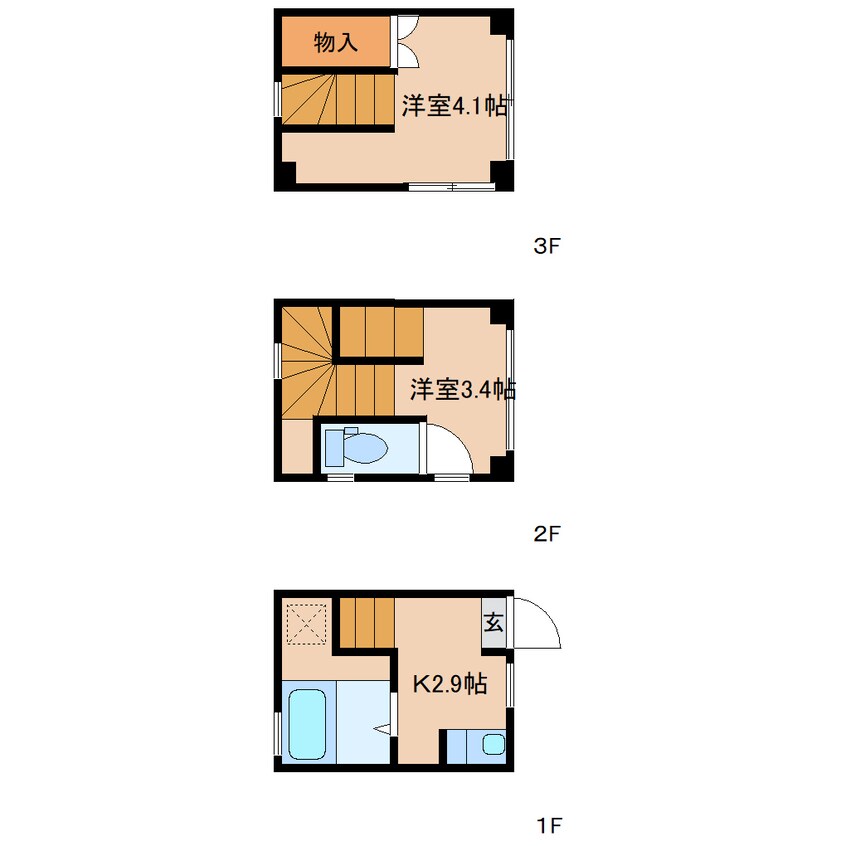 間取図 静岡鉄道静岡清水線/新清水駅 徒歩5分 1-3階 築26年