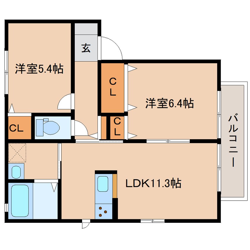 間取図 静岡鉄道静岡清水線/桜橋駅 徒歩7分 2階 築20年