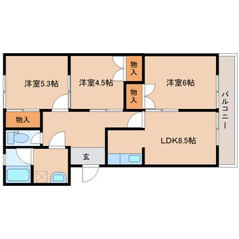 間取図 東海道本線/清水駅 バス17分高部東小学校入口下車:停歩1分 2階 築46年