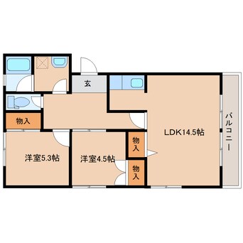 間取図 東海道本線/清水駅 バス17分高部東小学校入口下車:停歩1分 2階 築46年