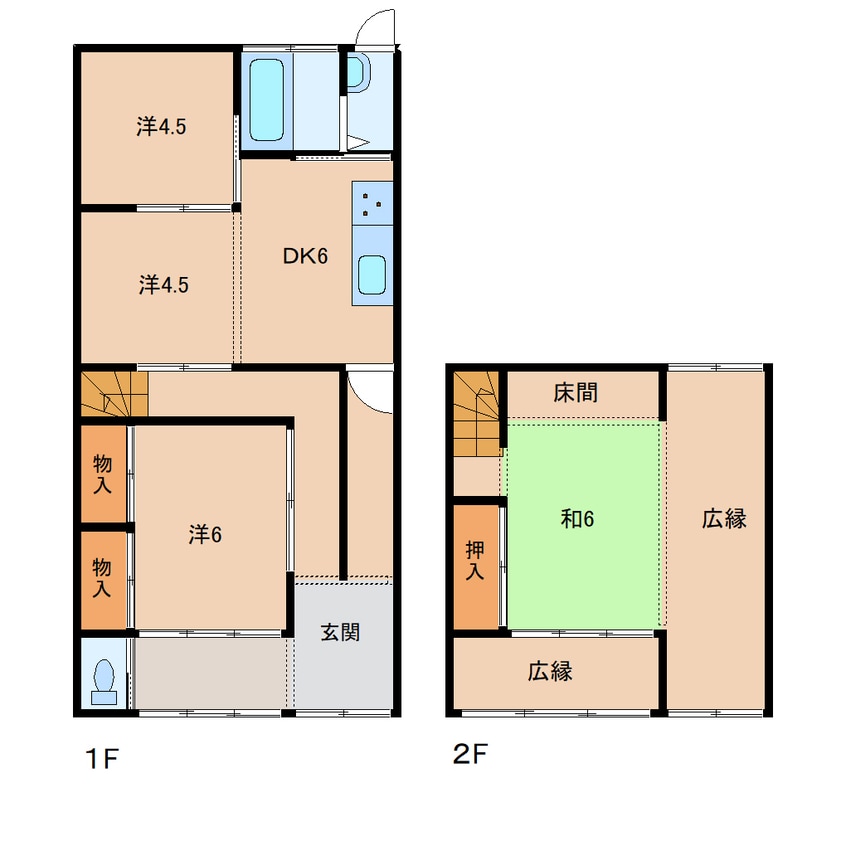 間取図 東海道本線/由比駅 徒歩17分 1階 築69年