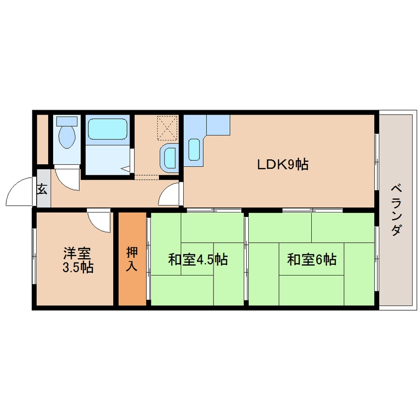 間取図 近鉄難波線・奈良線/新大宮駅 徒歩16分 3階 築36年