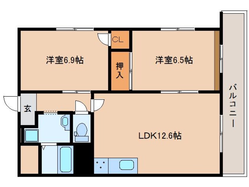 間取図 近鉄難波線・奈良線/近鉄奈良駅 徒歩10分 2階 築32年