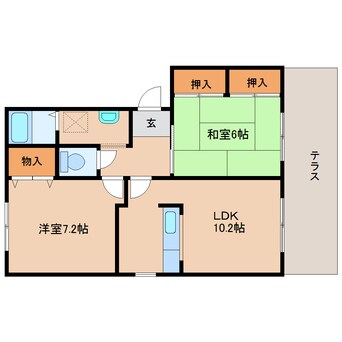 間取図 奈良線/木津駅 徒歩8分 1階 築24年