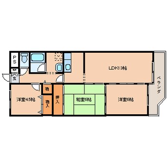 間取図 近鉄難波線・奈良線/新大宮駅 徒歩5分 3階 築34年