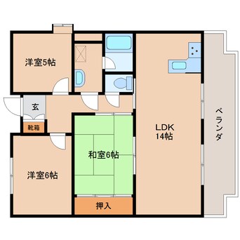 間取図 大和路線・関西本線/奈良駅 徒歩14分 4階 築31年