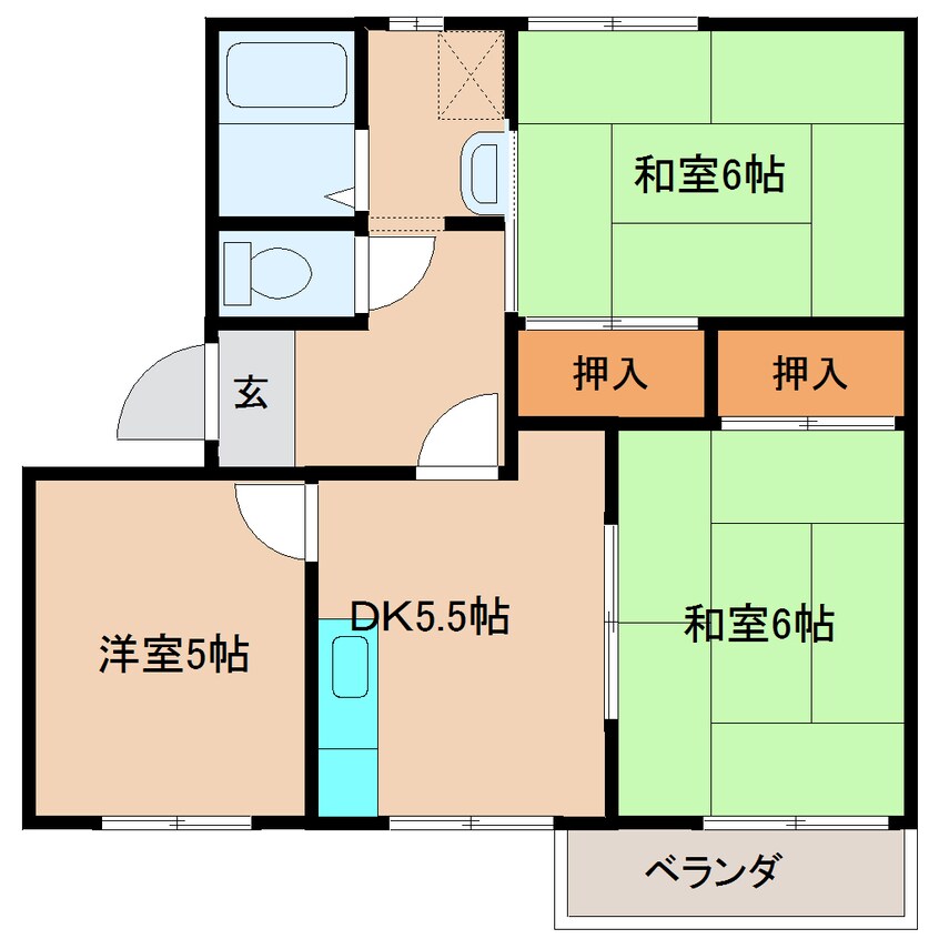 間取図 大和路線・関西本線/奈良駅 バス6分大安寺下車:停歩3分 2階 築29年