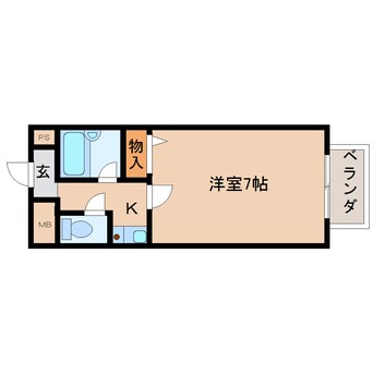 間取図 桜井線<万葉まほろば線>/京終駅 徒歩9分 1階 築27年