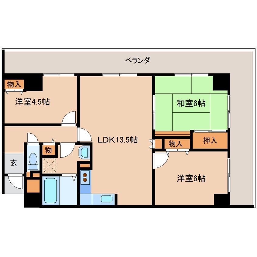 間取図 近鉄難波線・奈良線/新大宮駅 徒歩4分 2階 築33年