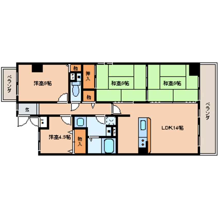 間取図 近鉄難波線・奈良線/新大宮駅 徒歩4分 4階 築33年