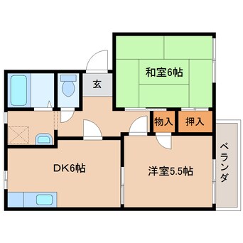 間取図 近鉄橿原線/尼ケ辻駅 徒歩10分 2階 築31年