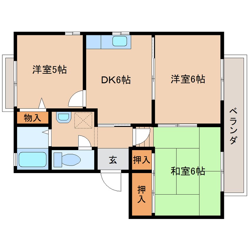 間取図 近鉄難波線・奈良線/近鉄奈良駅 バス15分木津南ソレイユ下車:停歩5分 1階 築27年