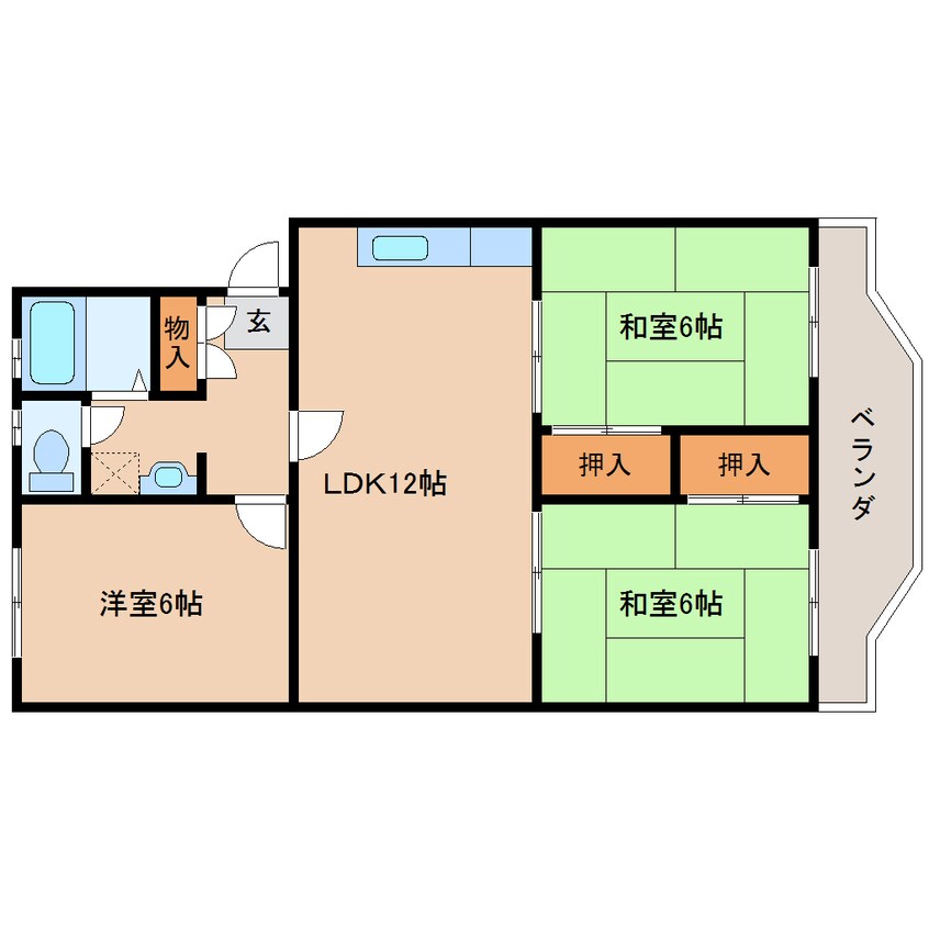 間取図 近鉄難波線・奈良線/新大宮駅 徒歩14分 2階 築40年