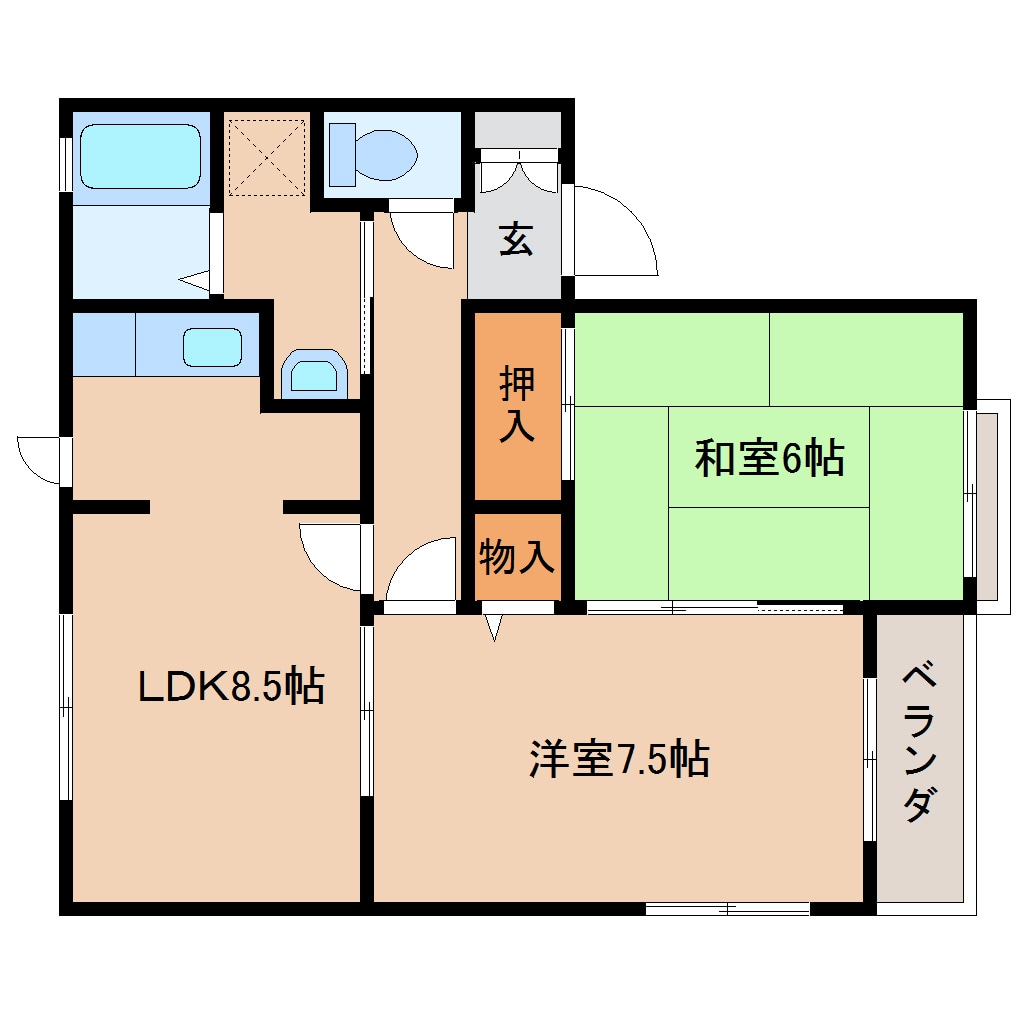 間取り図 近鉄難波線・奈良線/近鉄奈良駅 バス15分木津南ソレイユ下車:停歩3分 2階 築27年