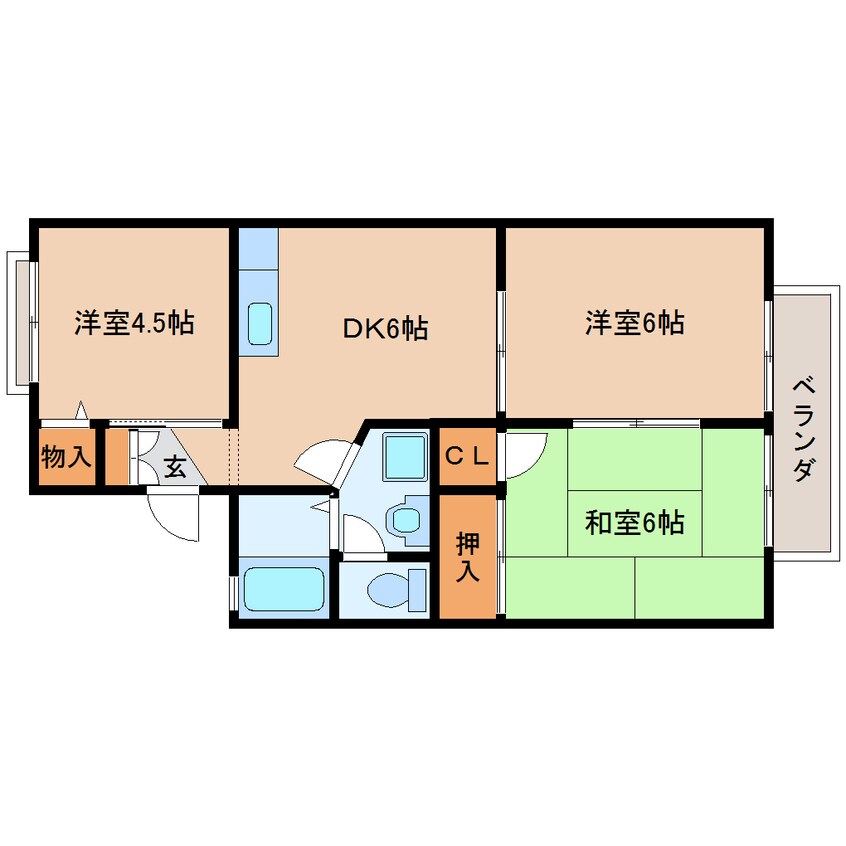 間取図 近鉄難波線・奈良線/新大宮駅 徒歩12分 2階 築31年