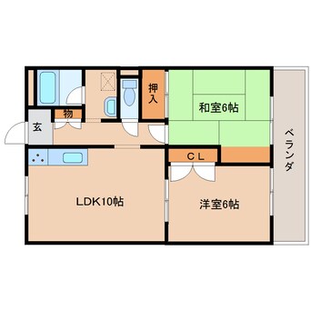 間取図 近鉄難波線・奈良線/新大宮駅 徒歩7分 2階 築29年