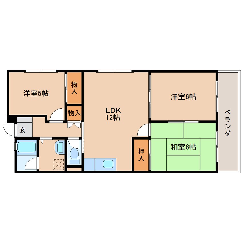 間取図 近鉄難波線・奈良線/新大宮駅 徒歩6分 3階 築28年