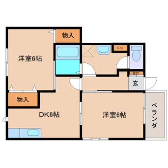 間取図 奈良線/木津駅 徒歩10分 2階 築25年