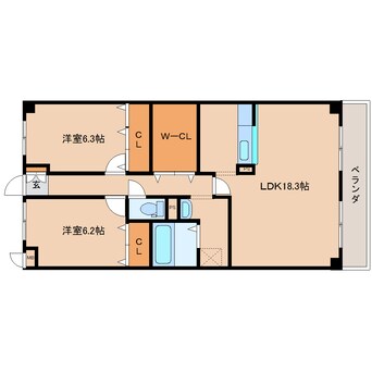 間取図 大和路線・関西本線/奈良駅 徒歩16分 3階 築19年