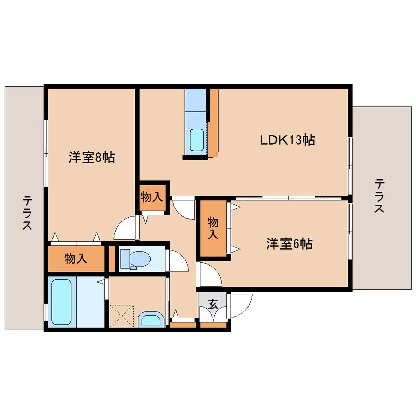 間取図 近鉄難波線・奈良線/新大宮駅 徒歩11分 1階 築19年