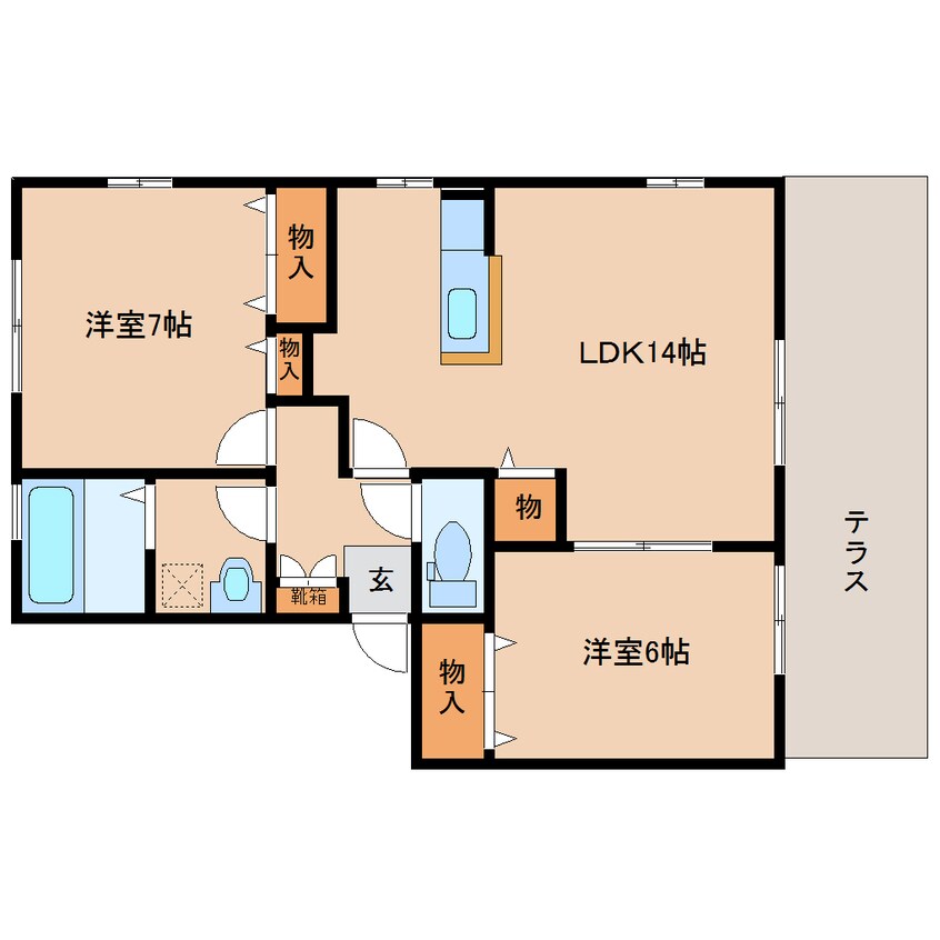 間取図 大和路線・関西本線/奈良駅 バス8分南京終町下車:停歩3分 1階 築18年