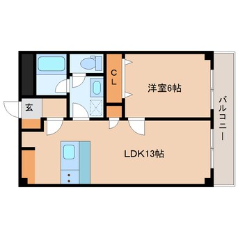 間取図 近鉄難波線・奈良線/新大宮駅 徒歩3分 5階 築50年