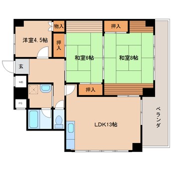 間取図 近鉄難波線・奈良線/新大宮駅 徒歩4分 6階 築36年