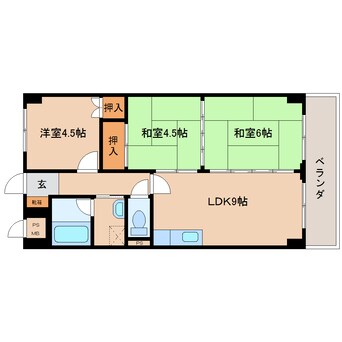 間取図 近鉄難波線・奈良線/新大宮駅 徒歩4分 7階 築36年