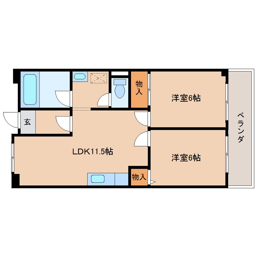 間取図 近鉄難波線・奈良線/新大宮駅 徒歩5分 6階 築38年