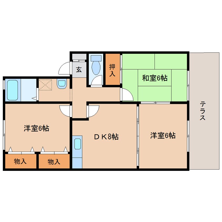 間取図 近鉄難波線・奈良線/近鉄奈良駅 バス15分梅美台小学校下車:停歩4分 1階 築27年