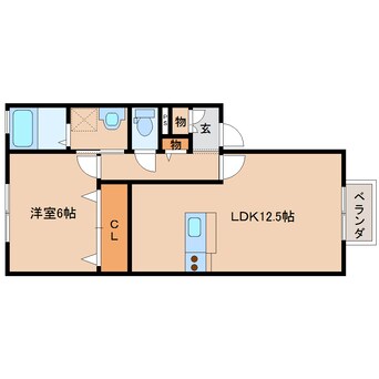 間取図 近鉄難波線・奈良線/近鉄奈良駅 バス10分萩ヶ丘町下車:停歩5分 1階 築18年