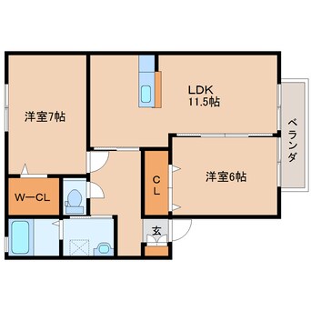 間取図 大和路線・関西本線/奈良駅 バス7分南京終町下車:停歩9分 2階 築17年