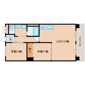 間取図 近鉄難波線・奈良線/新大宮駅 徒歩4分 3階 築39年