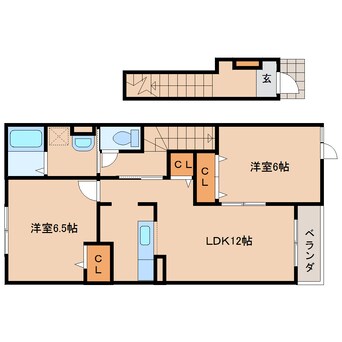 間取図 奈良線/奈良駅 バス15分辰市農協下車:停歩4分 2階 築17年