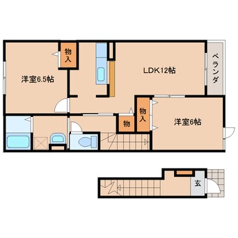 間取図 奈良線/奈良駅 バス15分辰市農協下車:停歩4分 2階 築17年