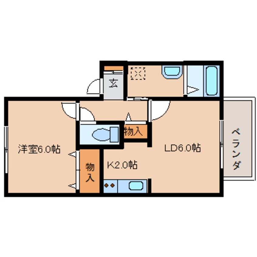 間取図 近鉄難波線・奈良線/新大宮駅 徒歩30分 2階 築18年