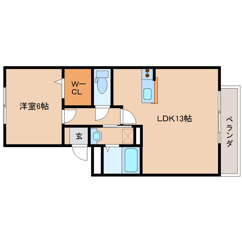 間取図 近鉄難波線・奈良線/近鉄奈良駅 バス10分萩ヶ丘下車:停歩6分 1階 築18年