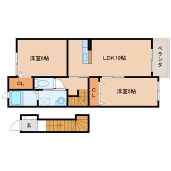 間取図 近鉄難波線・奈良線/近鉄奈良駅 バス15分木津南ソレイユ下車:停歩8分 2階 築16年